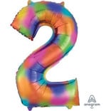 34" 2 Rainbow Number Shape Balloon