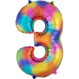 34" 3 Rainbow Number Shape Balloon