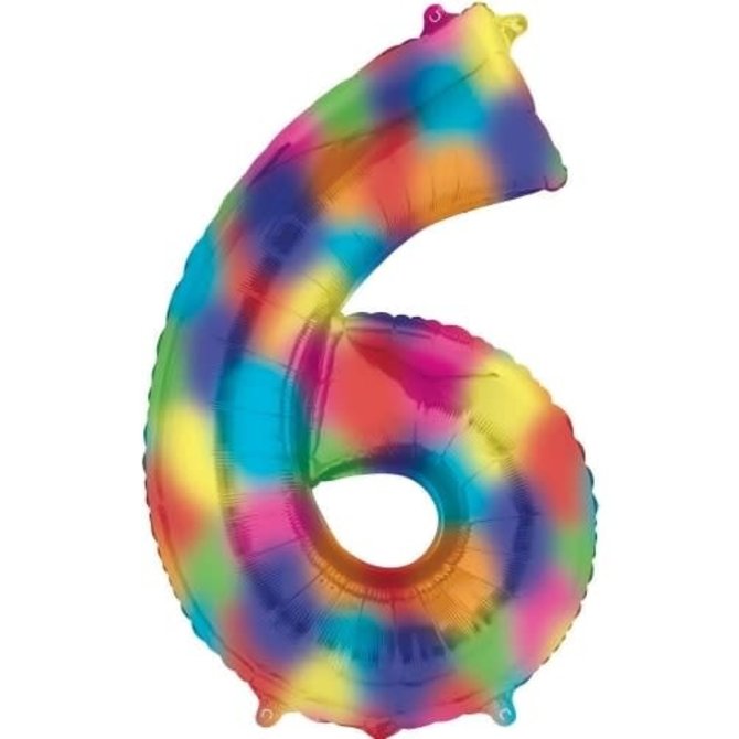 34" 6 Rainbow Number Shape Balloon