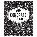 Medium Glossy Gift Bag - Congrats Grad Black & White