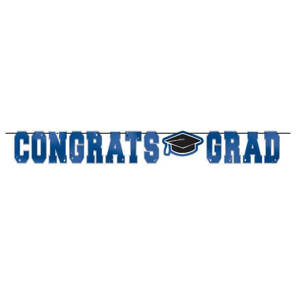 School Colors Large Foil Letter Banner - Blue 12'
