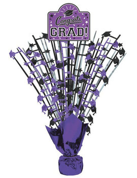 Grad Large Spray Centerpiece w/ Printed Add‑On ‑ Purple 18"