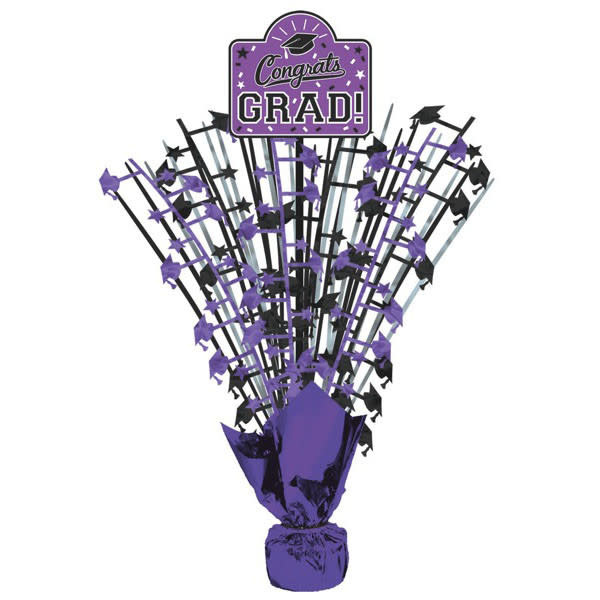 Grad Large Spray Centerpiece w/ Printed Add‑On ‑ Purple 18"