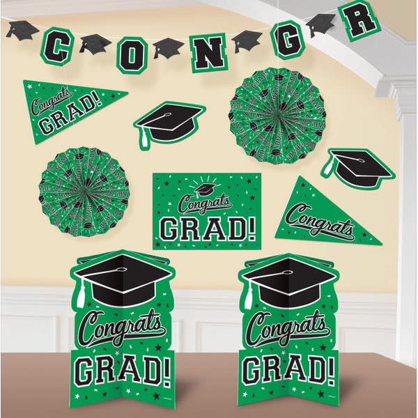 Grad Room Decorating Kit - Green 10pc