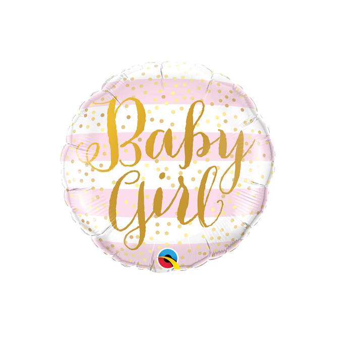 Baby Girl Pink Stripes Foil Balloon, 18"