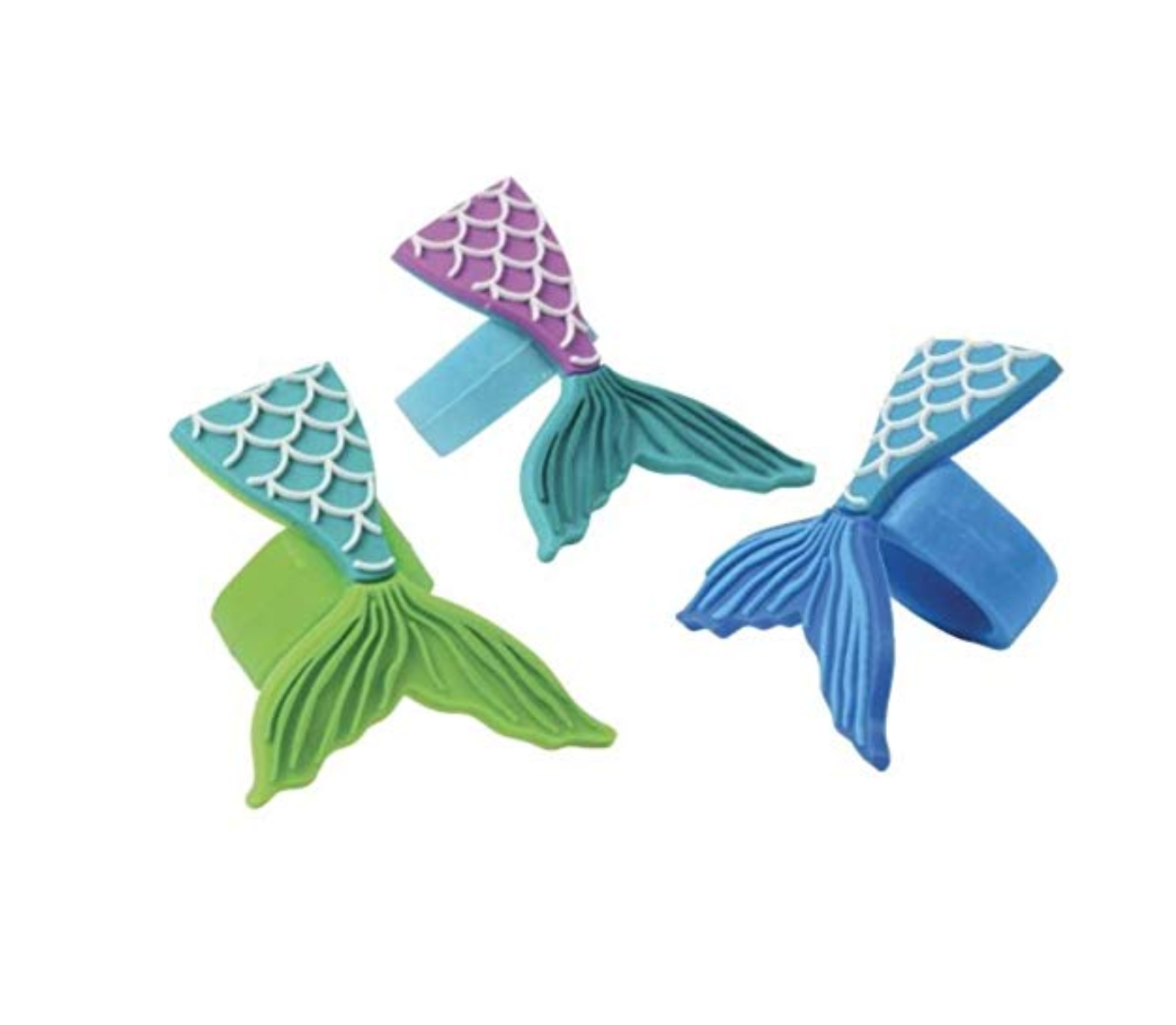 Mermaid Tail Rubber Rings, 12ct
