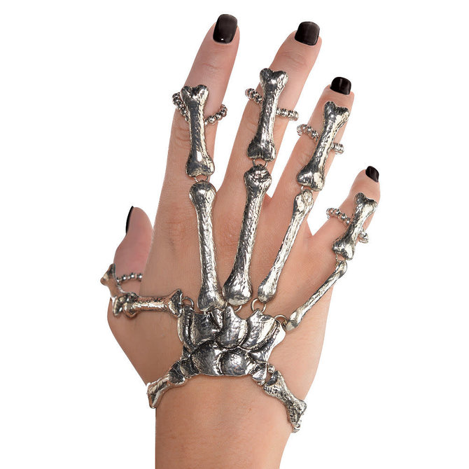 Black and Bone Skeleton Hand Bracelet