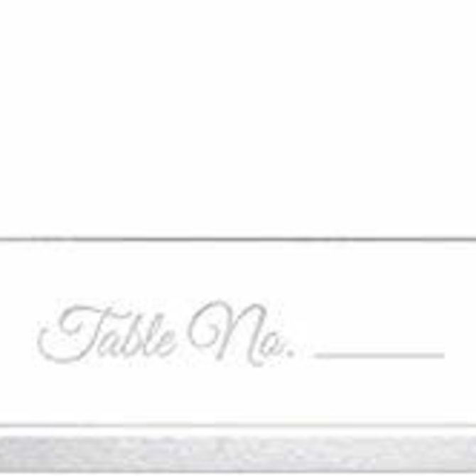 Table Number Place Cards-White W/Silver 50ct