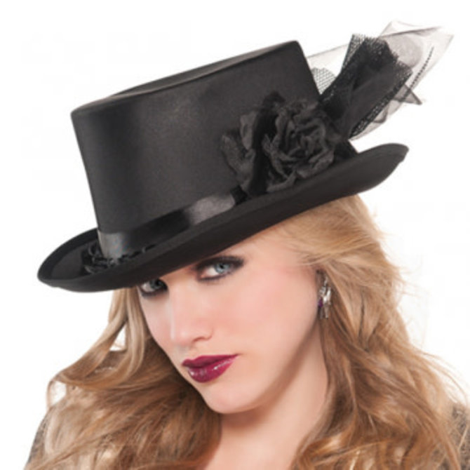 Embellished Black Top Hat