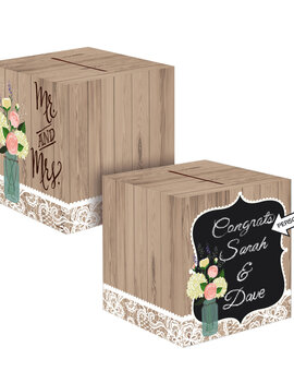 Rustic Wedding Chalkboard Card Box, 12"