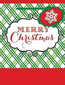 Festive Christmas Red and White Criss-Cross Small Vertical Gift Bag Party Supply, Paper , 5" x 4" x 2"