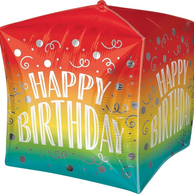 Happy Birthday Swirl Cubez Balloon, 15"