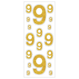 Removable Gold Glitter Decals- #9, 36ct