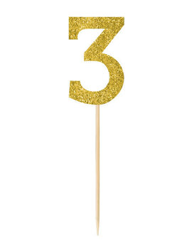 Small Gold Glitter Picks- 3, 4ct