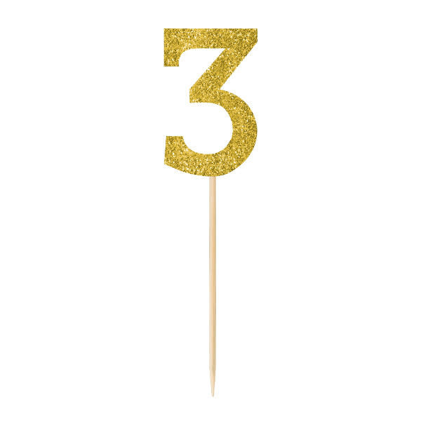 Small Gold Glitter Picks- 3, 4ct
