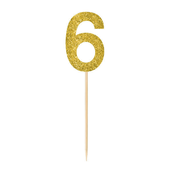 Small Gold Glitter Picks- 6, 4ct
