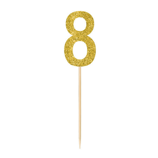 Small Gold Glitter Picks- 8, 4ct