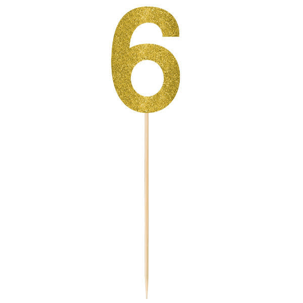 Large Gold Glitter Picks- 6, 2ct