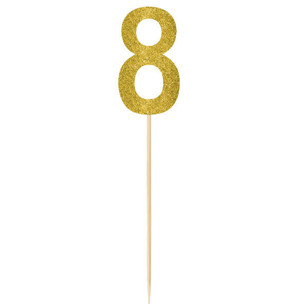 Large Gold Glitter Picks- 8, 2ct