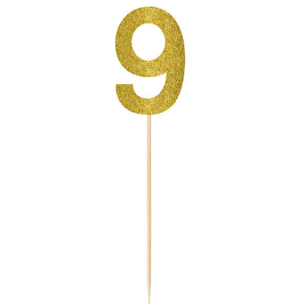 Large Gold Glitter Picks- 9, 2ct