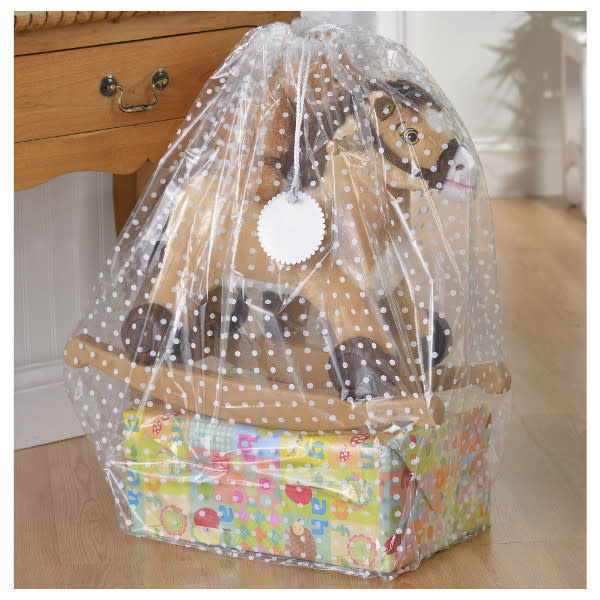 Clear Plastic w/ White Dots Gift Sack