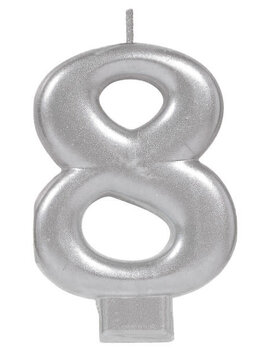 Numeral Metallic Candle #8 - Silver