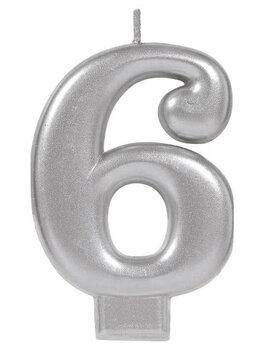 Numeral Metallic Candle #6 - Silver