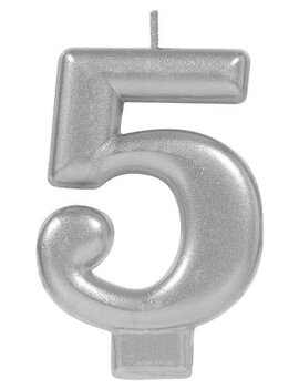 Numeral Metallic Candle #5 - Silver