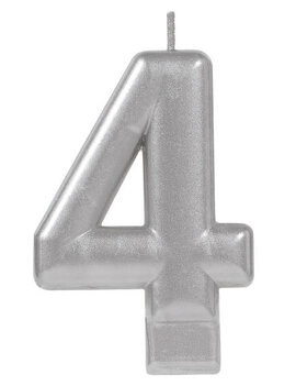 Numeral Metallic Candle #4 - Silver