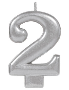 Numeral Metallic Candle #2 - Silver