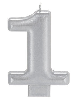 Numeral Metallic Candle #1 - Silver