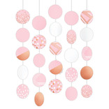 Hanging Circle Decorations - Rose Gold/Blush- 5 Strings, 5' each w/ cutouts, 8"