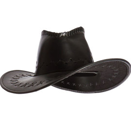 Black Faux Leather Cowboy Hat