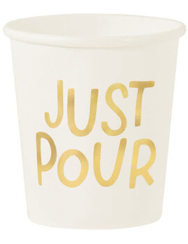 Cocktail Party Mini Paper Cups, 4 oz. - Hot-Stamped ''Just Pour''  - 16ct*