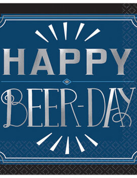 Happy Birthday Man Beverage Napkins - Happy Beer Day, 16ct