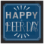 Happy Birthday Man Beverage Napkins - Happy Beer Day, 16ct
