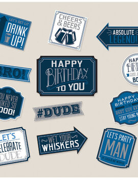 Happy Birthday Man Cutouts, 12ct