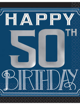 Happy Birthday Man Beverage Napkins - 50th 16ct.