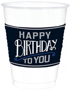 Happy Birthday Man Plastic Cups, 16 oz. 25ct.