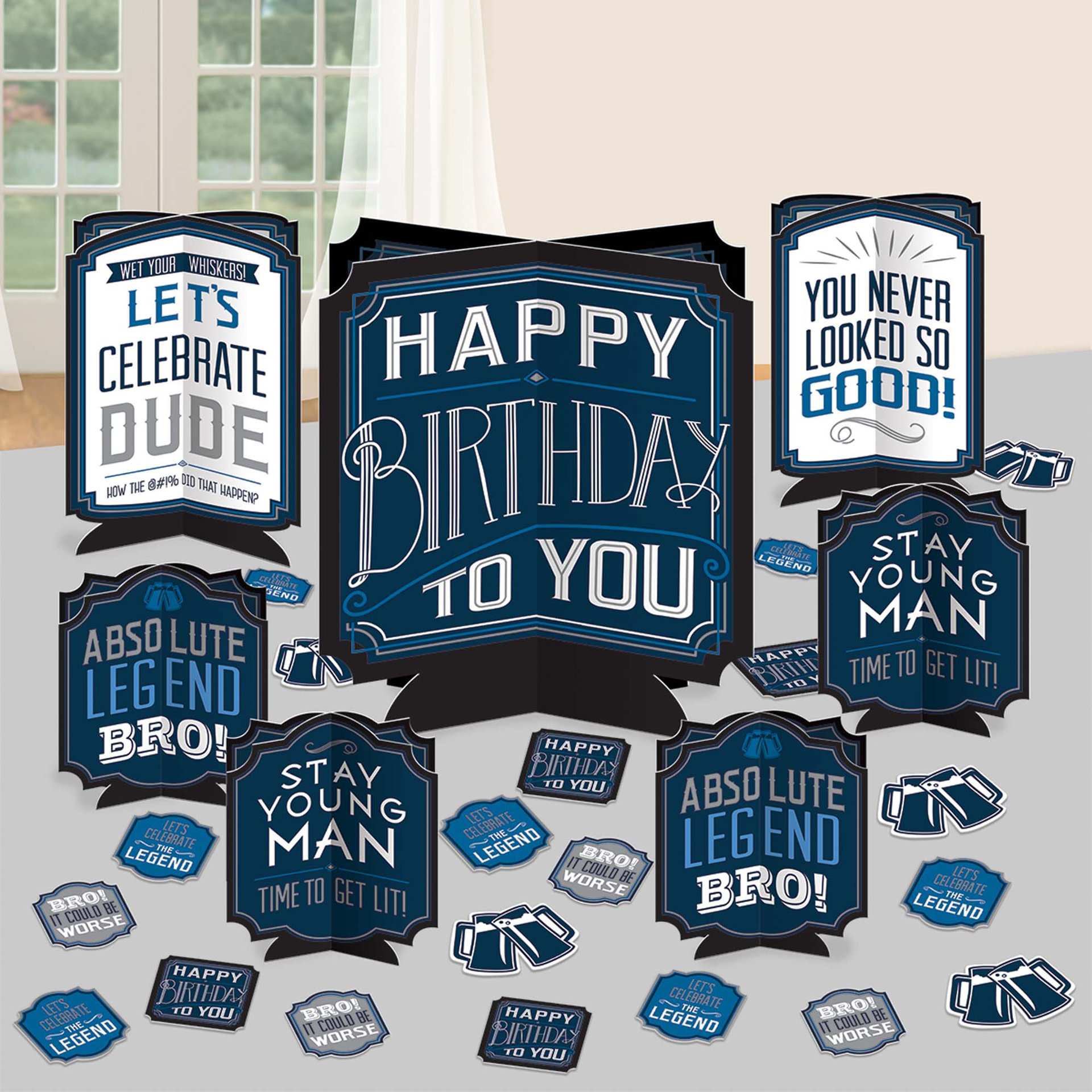 Happy Birthday Man Table Centerpiece Decorating Kit