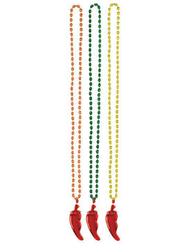 Bead Necklace w/Plastic Chili Pepper