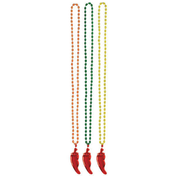 Bead Necklace w/Plastic Chili Pepper