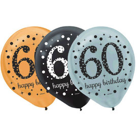 Sparkling Celebration "60" 12" Latex Balloons  -15ct