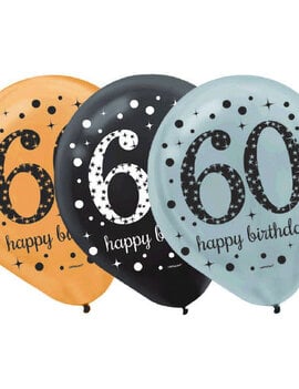 Sparkling Celebration "60" 12" Latex Balloons  -15ct