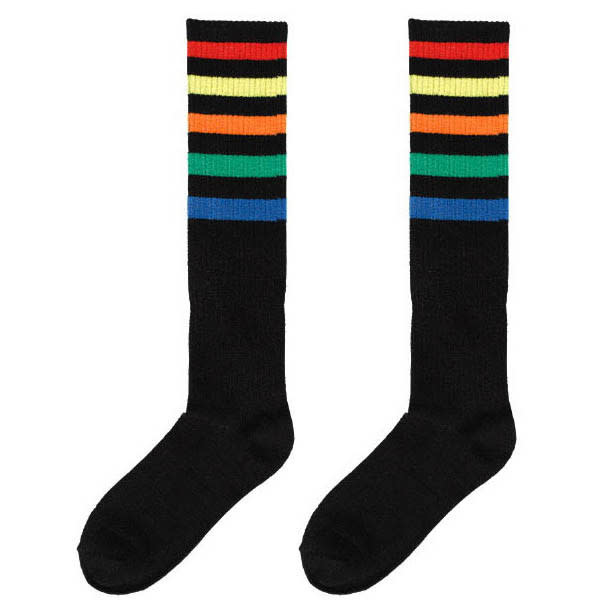 Knee Socks White w/ Rainbow Stripe