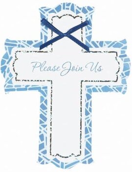 Large Stained Glass Novelty Invite-Blue, 8ct