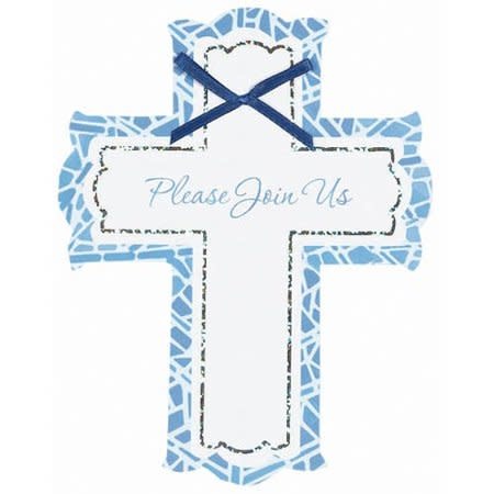 Large Stained Glass Novelty Invite-Blue, 8ct