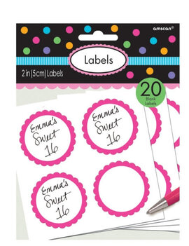 Scalloped Bright Pink Labels, 20ct