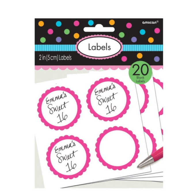 Scalloped Bright Pink Labels, 20ct