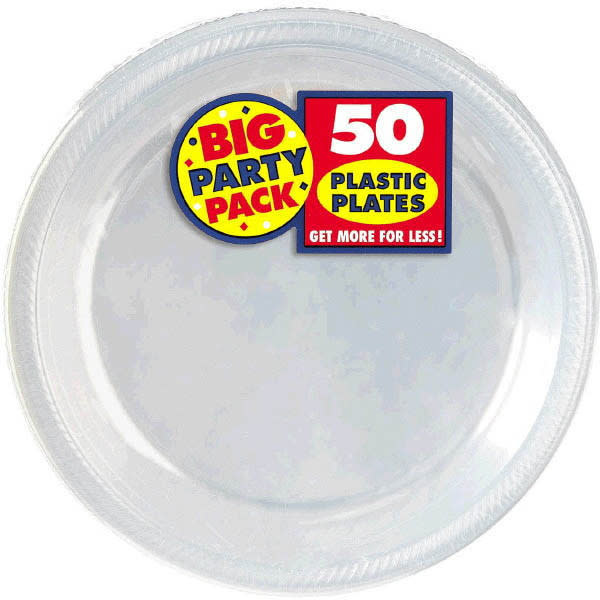 Clear Big Party Pack Plastic Plates, 10 1/4" 50ct